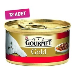 Gourmet - Gourmet Gold Parça Etli Sığır Etli Kedi Konservesi 85gr (12 Adet)